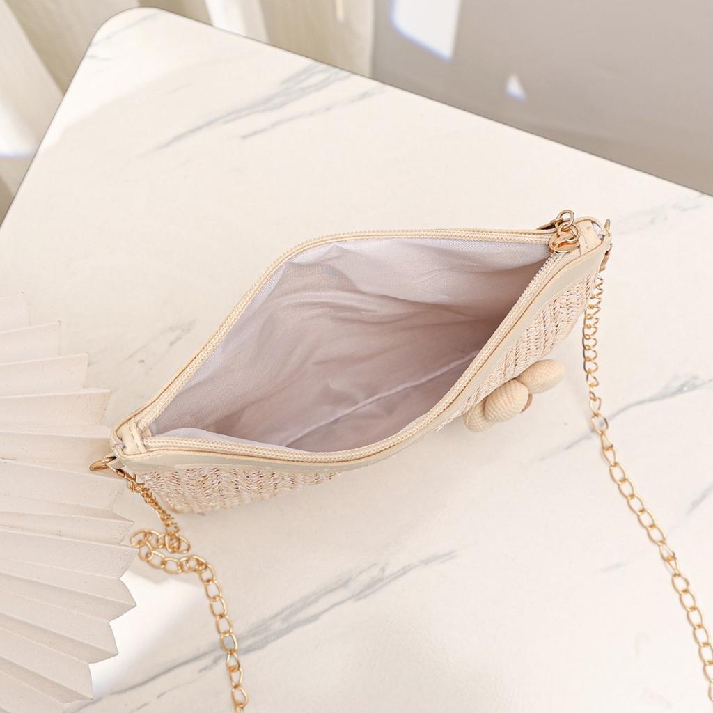 Straw bag Casual messenger bag Woven clutch women's bag Summer beach bag Mobile phone handbag