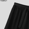 INCERUN Men's High Elastic Waist Layers Patchwork Casual Wide Legs Pants Trousers