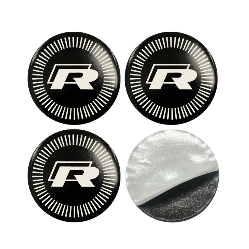 

4pcs 56/60/65mm Car Wheel Center Stickers for Volkswagen Rline CC Scirocco Sharan Variant Touareg Lamando Golf Beetle MK4 MK6 56mm Wheel Stickers