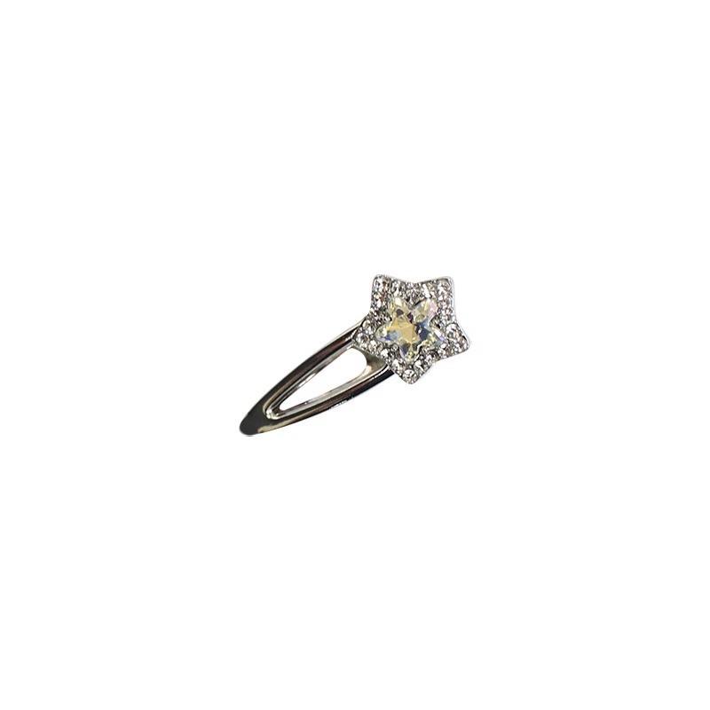 2pcs/bag Super Sparkling Rhinestone Star Hair Clips Diamond Bangs Side Clips Duckbill Clips Broken Hairpins Forehead Edge Clip