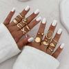 1 Set unregelmäßige glänzende offene Metallringe für Damen, Vintage Punk, Gold-Silber-Farbe, Persönlichkeits-Fingerring, Damenschmuck