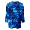 Damen Tops Dreiviertelärmel Shirt V-Ausschnitt Lockeres Freizeithemd Blumendruck T-Shirt