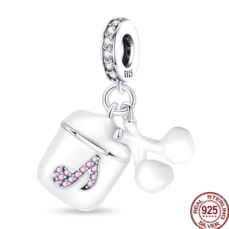 Music Series Copper Headphones Music Note Pendant Beads Suitable For 3Mm Original Bracelet Diy