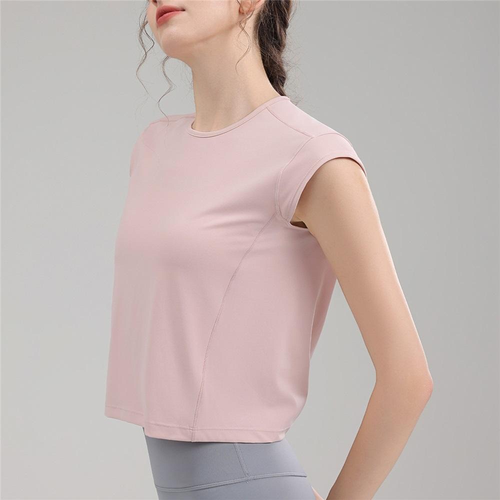 New Yoga Short Sleeved Women's Hollow Back Sports T-shirt With Drawstring, Wrinkle, Breathable Outdoor Sports Running And Fitness Clothing