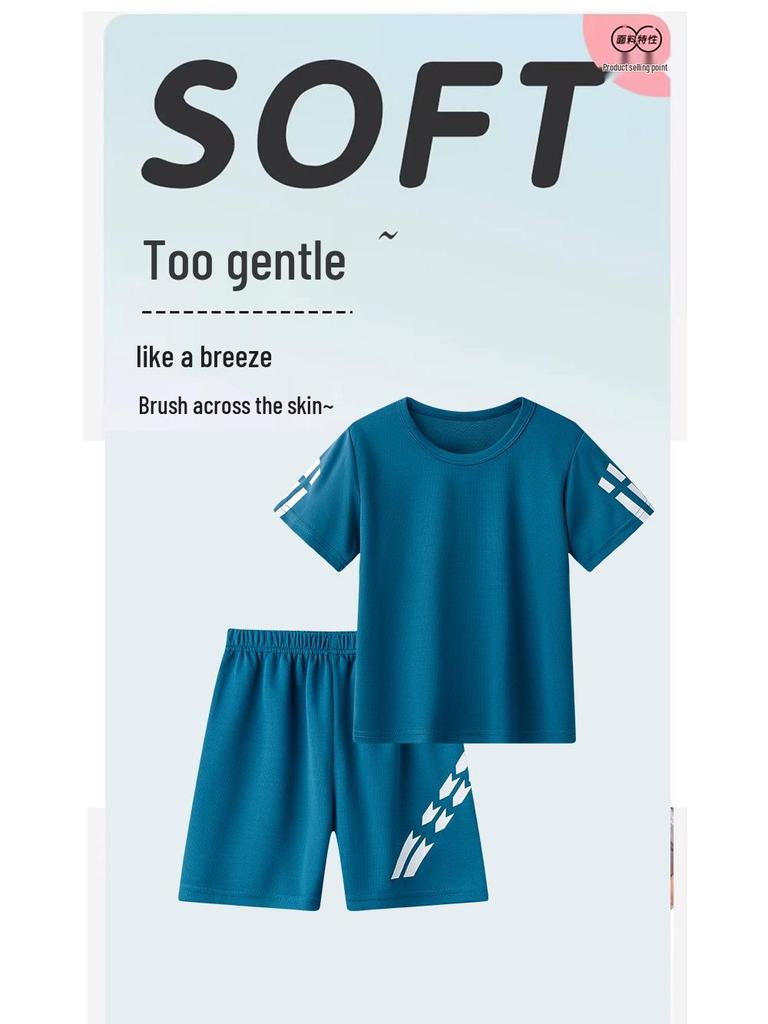 Boys' Quick-Dry Summer Sports Set: 2025 Short Sleeve Shirt & Shorts for Basketball Training