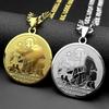 HEILIGER FRANZISKUS VON ASSISI SCHÜTZER DER TIERE Anhänger Halskette für Damen Herren Edelstahl Christliche Medaille Kette Schmuck Geschenk