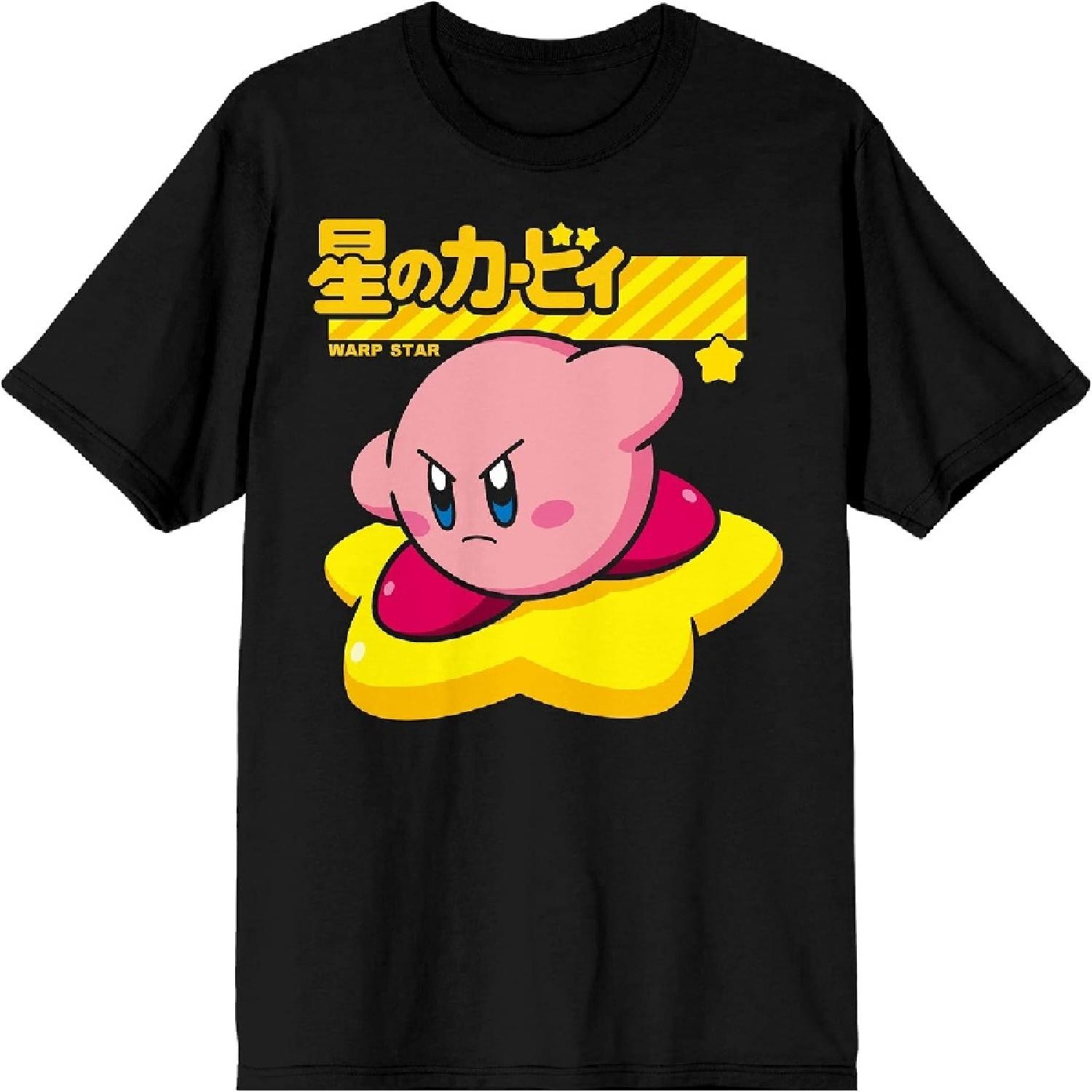 Mens Kirby Retro Video Game Character Black Graphic Tee Shirt XXXXXL разноцветный