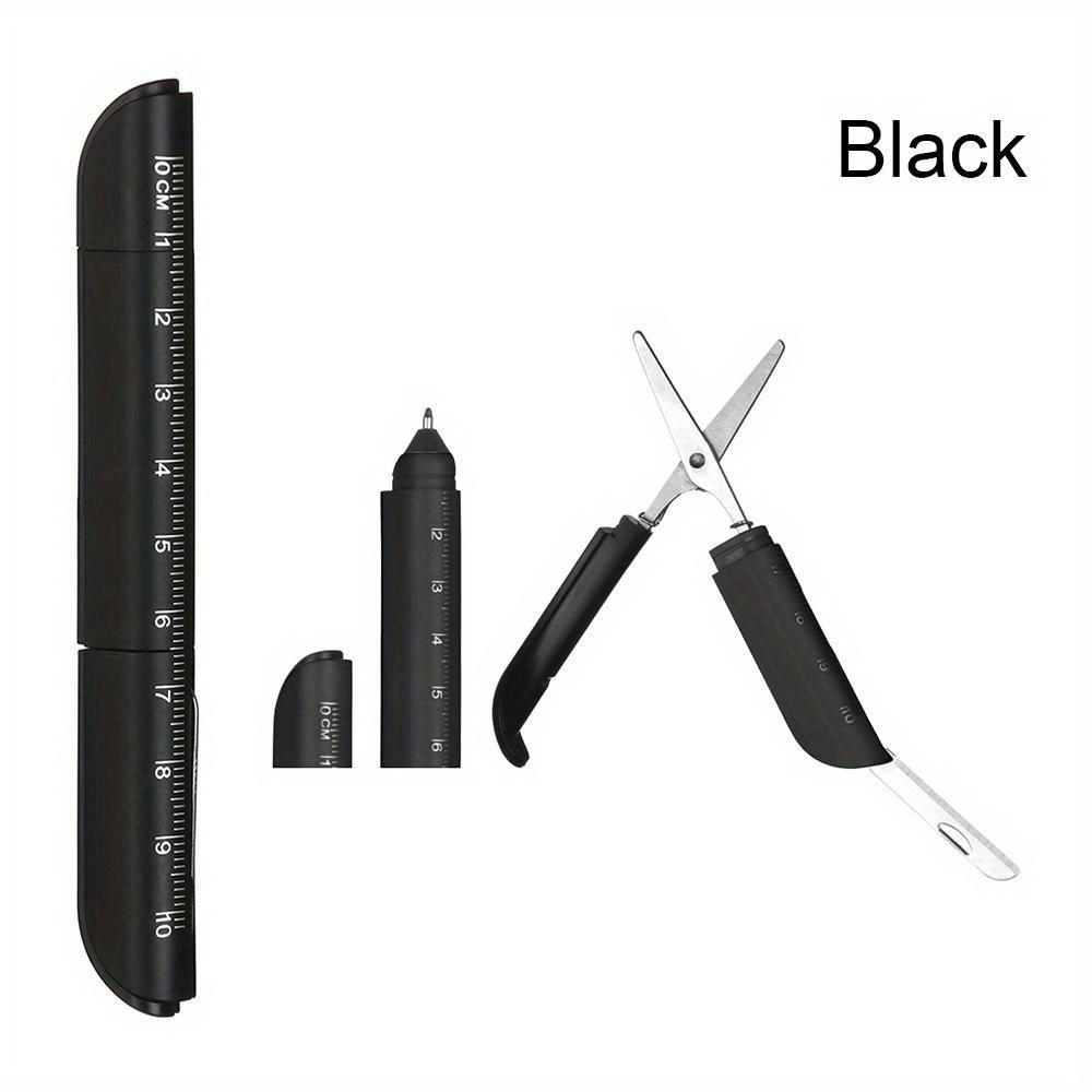 

Creative Multifunction 3 in 1 Plastic Ruler Ballpoint Pen with Folding Scissors Writing Pens Office School Stationery Supplies чёрный