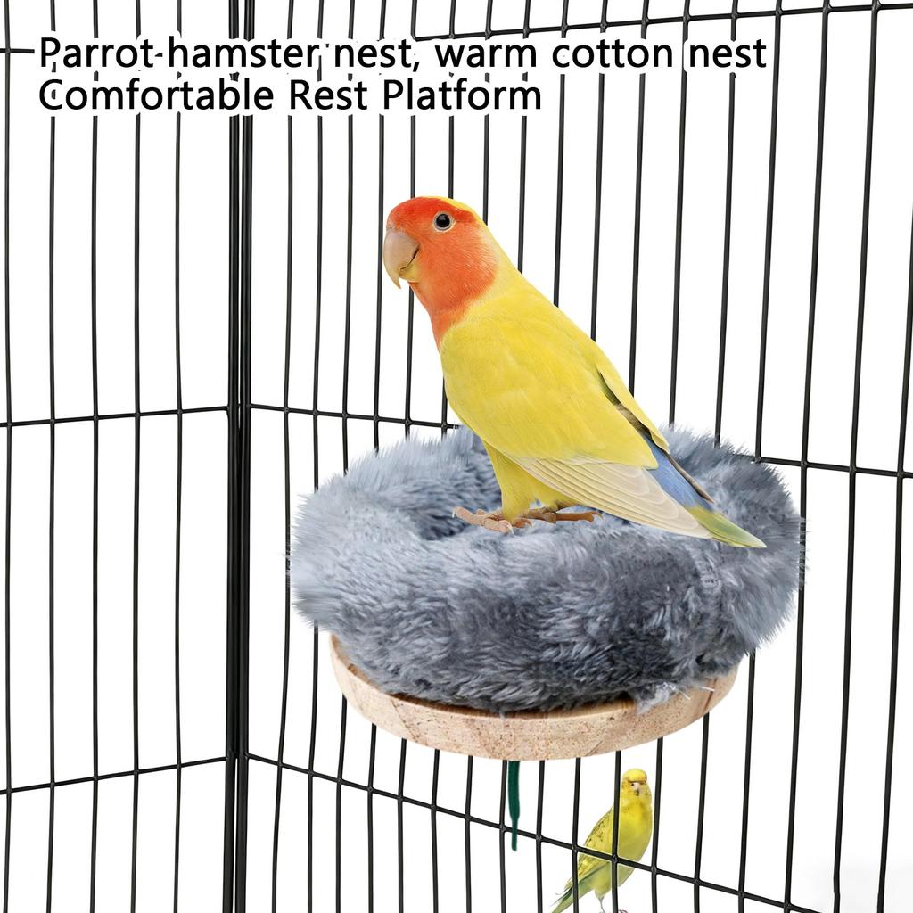 Small Soft Nest for Small Pets Comfortable Warm Cotton Bed Suitable for Parrots Hamsters Bird Resting Platform with Hanging Hook