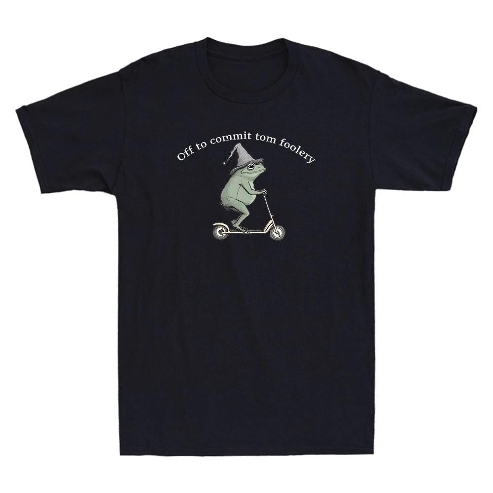 Whimsical Frog Wizard Off to Commit Tom Foolery Frog Funny Meme Men s T-Shirt S