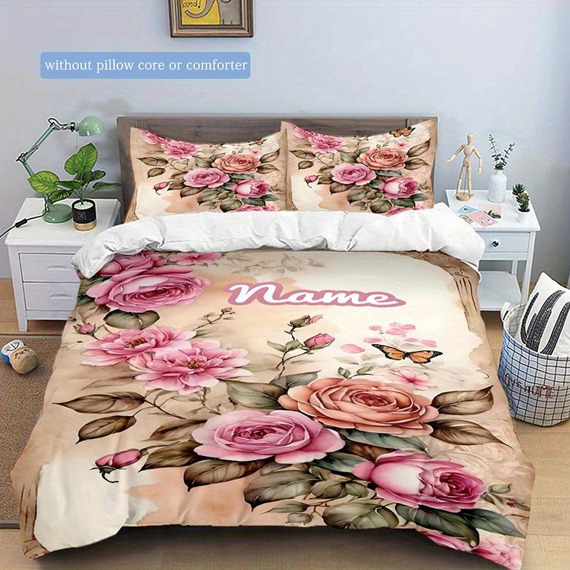 Pinkrose Customize Your Name Duvet Cover Soft Bedding Set For Bedroom Guest Room And Dorm Decoration Threepiece Set Includes 1 Duvet Cover 2