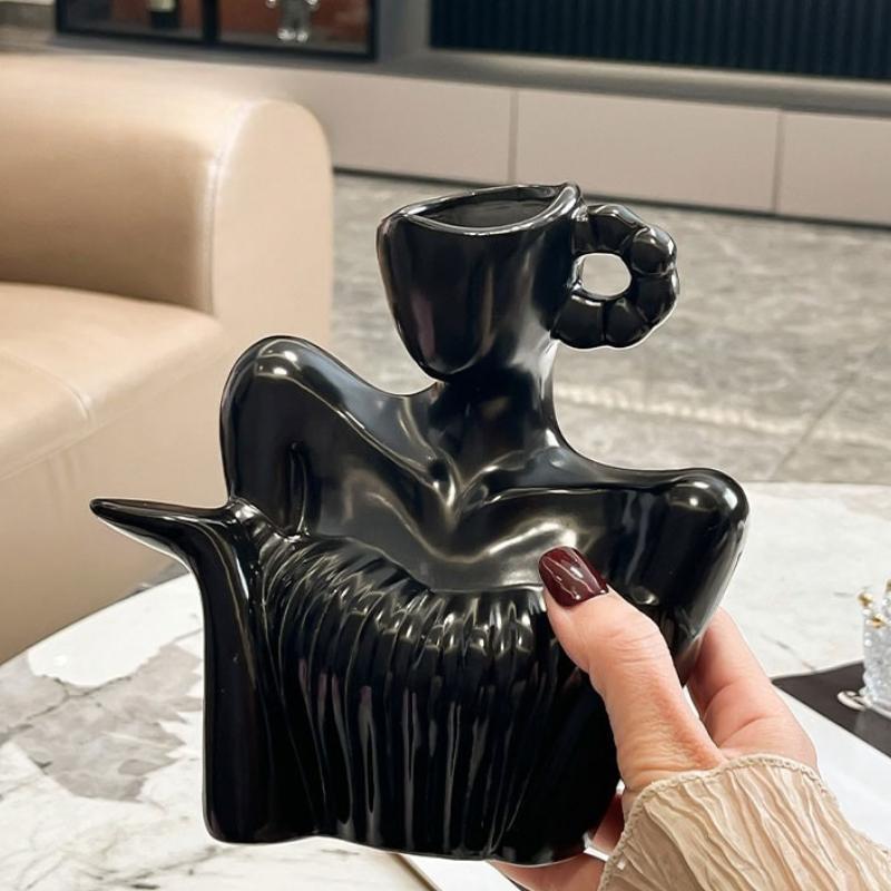 Ceramics Vase Unusual Shape Vases Modern Aesthetic Ikebana Flowers Planters Elegant Household Table Center Glass Ornaments