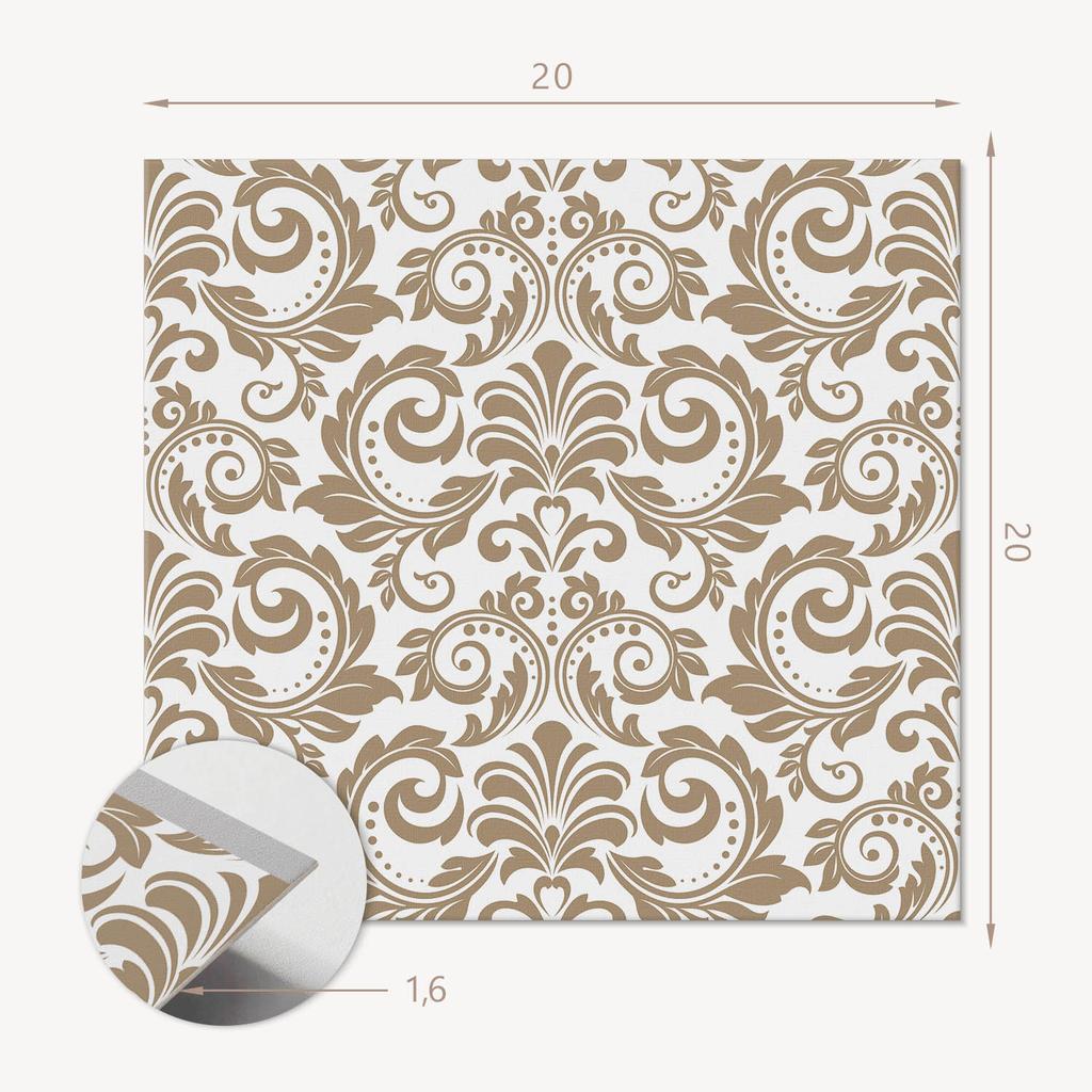 Set of Self-Adhesive Vinyl Tiles Plant Pattern with Ornaments 20X20X20 Cm
