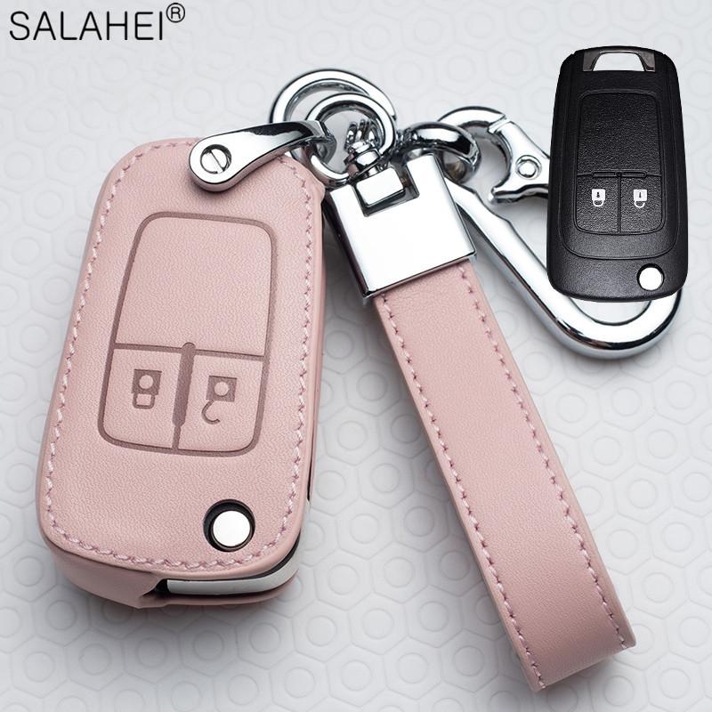 AABHI1 Leather Car Key Case Cover Fob For Chevrolet Cruze Aveo Trax Opel Astra Corsa Meriva Zafira Antara J Mokka Insignia For Buick