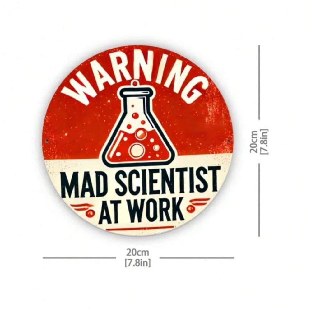 Mad Scientist Metal Sign Retro Lab Warning Iron Wall Art Home Decor Halloween