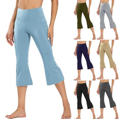 Modische Yogahosen für Damen mit Taschen: Lässige ausgestellte Cropped-Hose