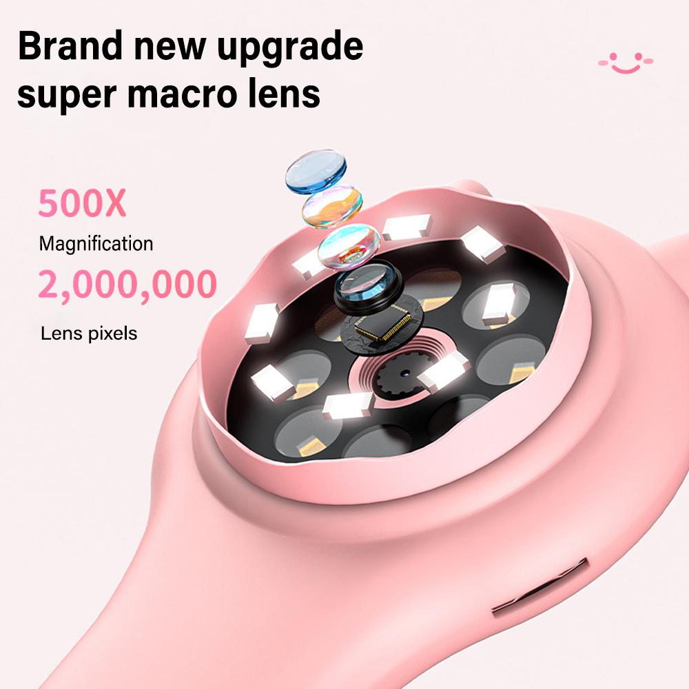 Children Electronic Microscope Handheld 500x Magnifying Digital Microscope for Kids Educational Science Toys With Silicone Case