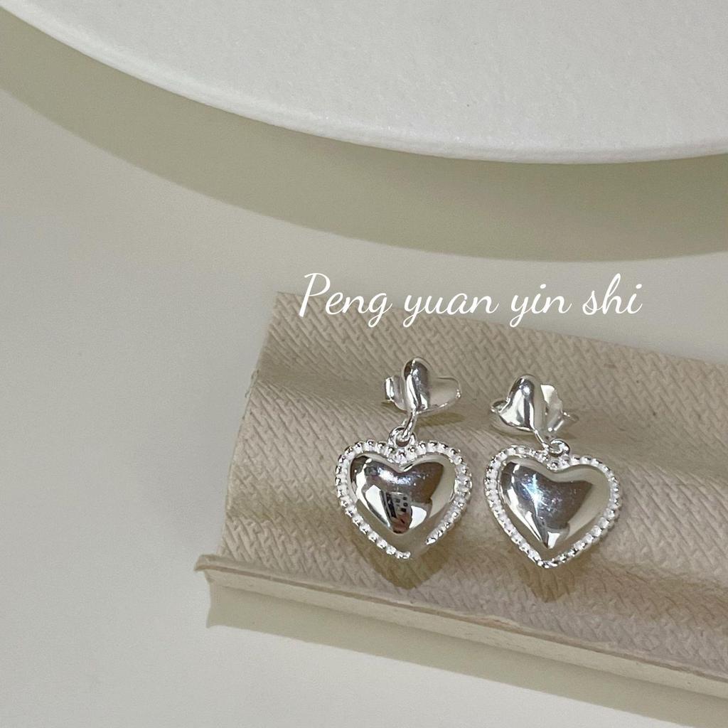 S925 Sterling Silver Heart Stud Earrings: Smooth, Versatile, Ins Style, High-End Feel