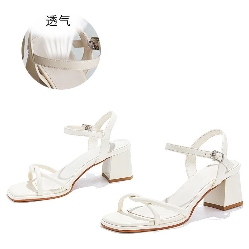 New Sandals Women Are Not Tired of Feet 2025 Summer Thick Heel Buckle Small Fragrant Sandals French Fairy Wind Sandals