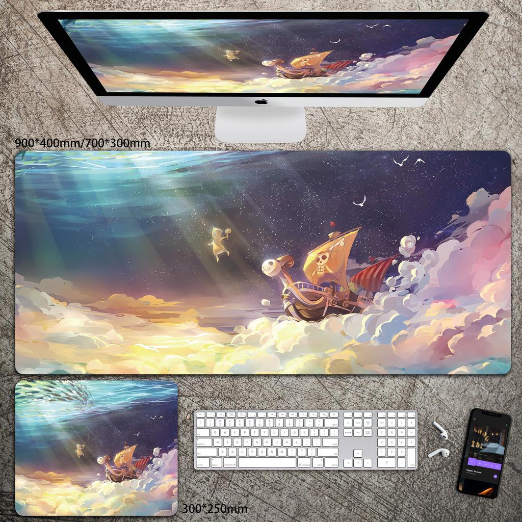 High Definition ONE PIECE Leather Mouse Pad Oversized Boys Animation E-sports Game Keyboard Pad Luffy Computer Desk Pad Non-slip Waterproof Mouse Pad