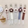 Plaid Flower Dummy Nipple Holder Plastic Embroidery Pacifier Clips Charm Baby Pacifier Chain  Girls
