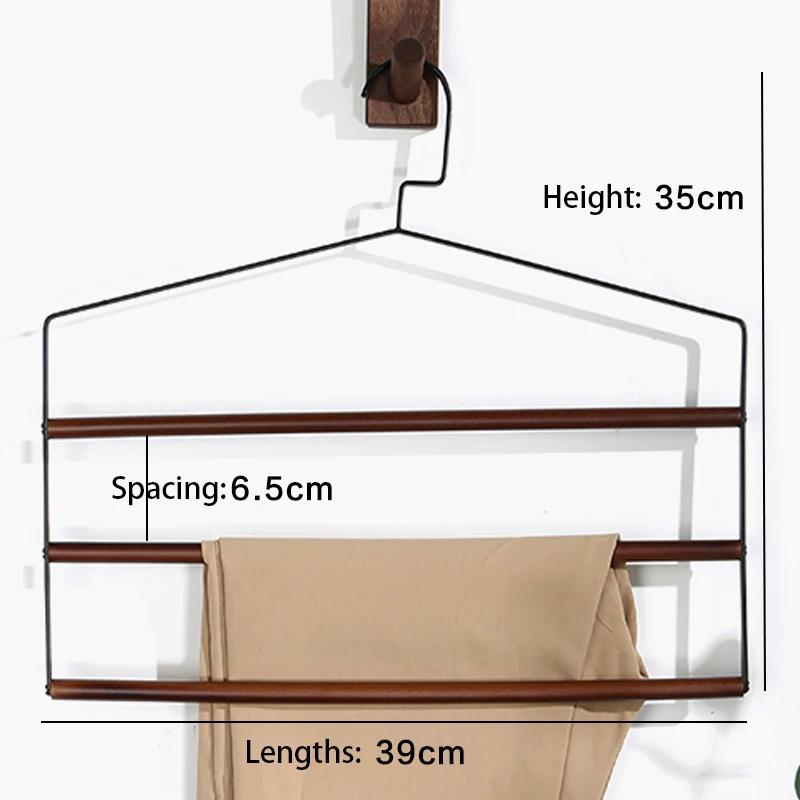 

Многофункциональные железные вешалки для брюк, 3-х уровневая вешалка для хранения полотенец, шарфов, брюк, бытовые деревянные вешалки для экономии места 1PCS