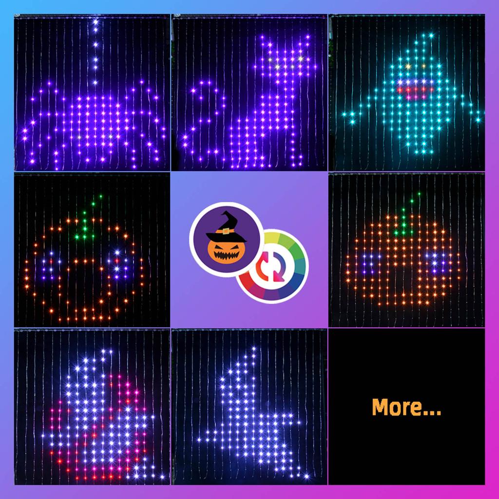 Smart RGB LED Curtain Lights DIY App Control 400 LEDs Music Sync Waterproof IP68 Party Christmas Home Outdoor Indoor Decoration