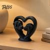 Dog Shaped Home Decoration 3D Printed Bernard Heart-Shaped Sculpture, Hollow Heart Silhouette Animal Statue with Matte Black Sculpture Finish,
