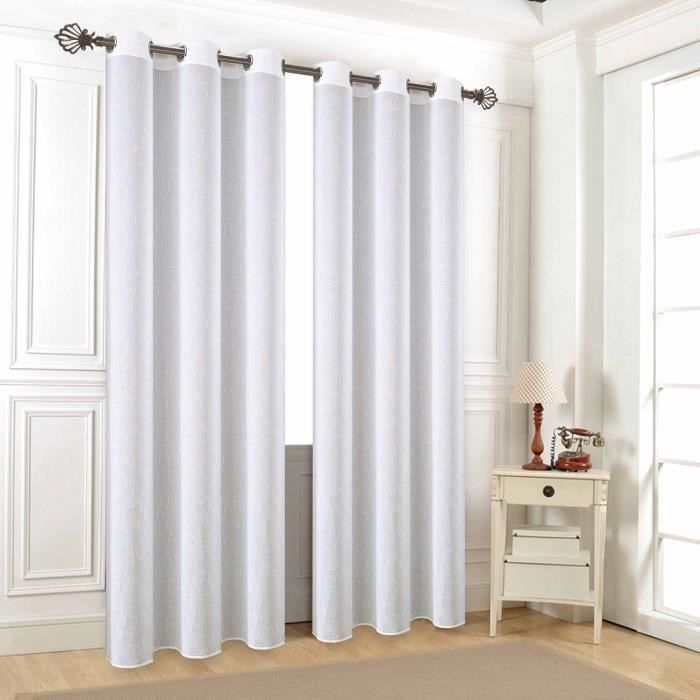 Rideau Voilage Voilage œillets 2 x 140 x 240 Jazzon - Blanc