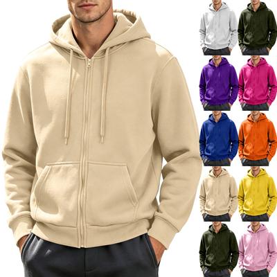 Men's Casual Color Zip-Up Hoodie for Everyday Wear