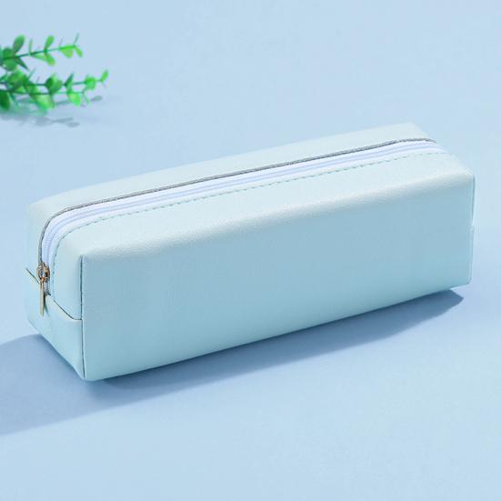 Penneetui Faux Skinn Blyantveske Organizer Liten Glidelås Pennepose Multifunksjonell Kosmetikkveske for Arbeid Reise