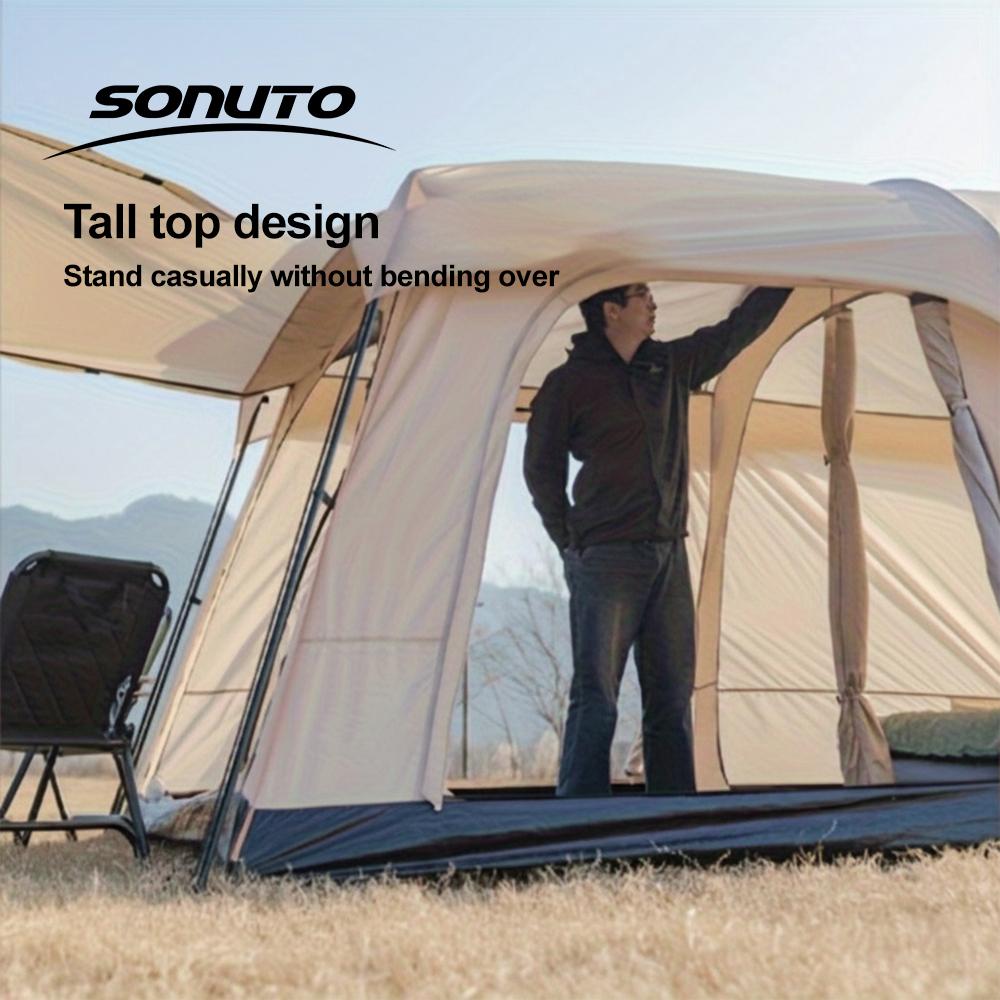 Sonuto Tent Outdoor Camping Overnight Two-bedroom Portable Thickened Field Awning Camping Equipment Family Gathering
