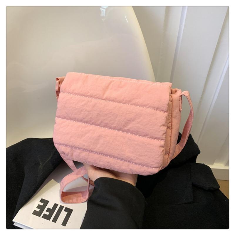 Embroidery Thread New Solid Color Small Fresh Shoulder Bag Gentle Lazy Wind Simple Age Reduction Messenger Small Square Bag