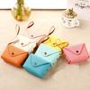 Coin Purse Button Closure Portable Handle Strap Small Waterproof Faux Leather Candy Color Women Change Pouch Wallet for Daily