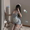 Ladies' Sexy Lingerie Sexy and Stimulating Hollowed Out Perspective No Take Off Cute Maid Uniform Role-playing Suspender Dress