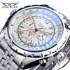 Jaragar Blue Glass Design Automatic Watch Stainless Steel Date Clock Luminous Men Business Mechanical Wristwatch