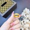 Vietnamese Gold Matte Starry Sky Ring - Double Beveled Design