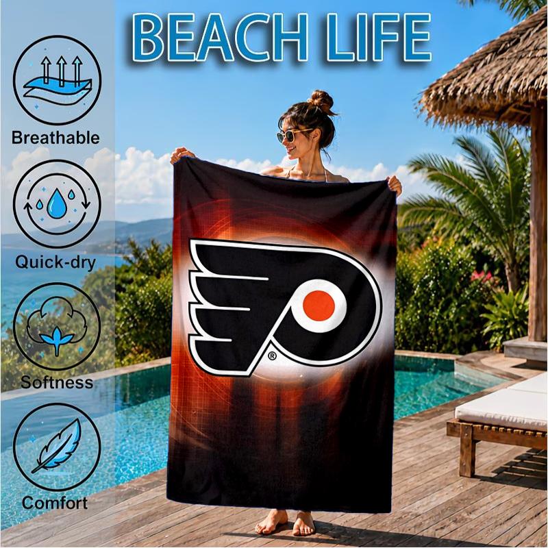 Flyers Team Logo Art Beach Towel, Super Soft Microfiber, Perfect Gift for Her/Him, Birthday, for Pool, Beach, Travel, Decor Beach Party
