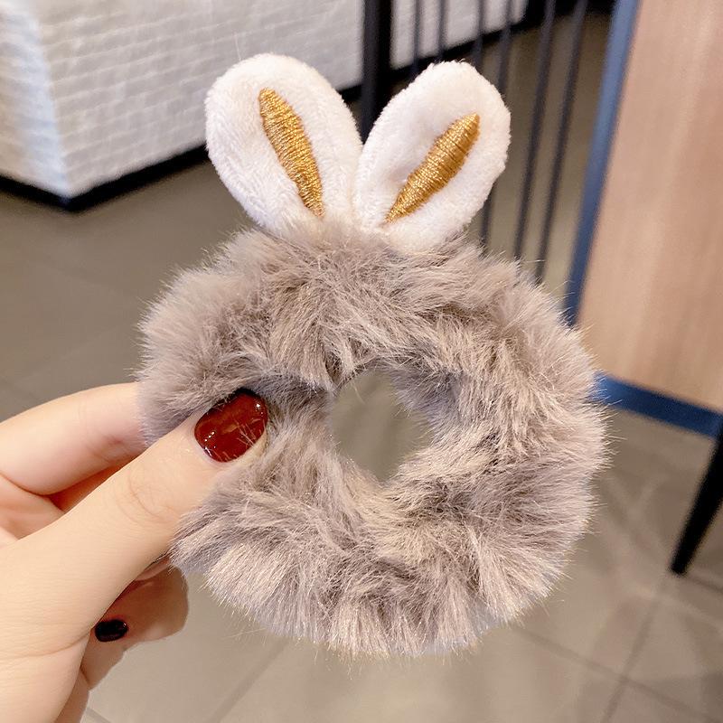 Plush Pig Intestine Hair Tie – Milk Coffee Color: 2025 Christmas Autumn Winter Series Hair Accessories
