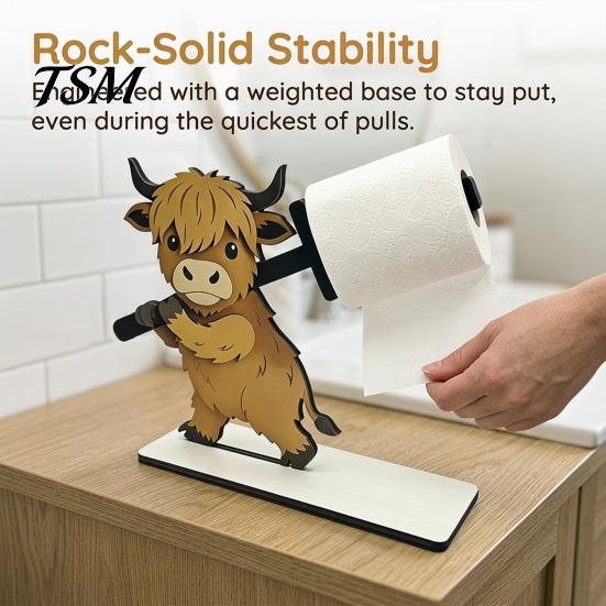 Sturdy Paper Roll Stand Funny Animals Wooden Toilet Holder, 3D Animal Bathroom Decor, Cute Cartoon Solid Wood Tissue Rack Free Standing for Home, Fun