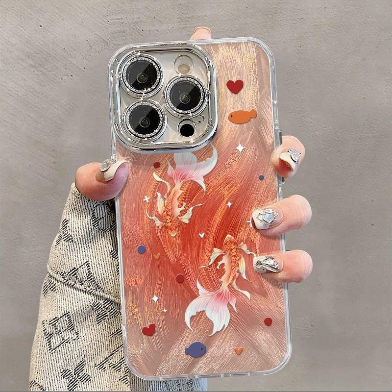 Good thing Koi is suitable for iPhone16promax anti-drop Iphone15proins fine hole feather yarn mobile phone case.