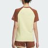 adidas Originals Retro Camp Graphic Loose Comfortable Simple Round Neck Short Sleeve Raglan T-Shirt Women T-Shirt Powder-Yellow Soft-Brown JM8007