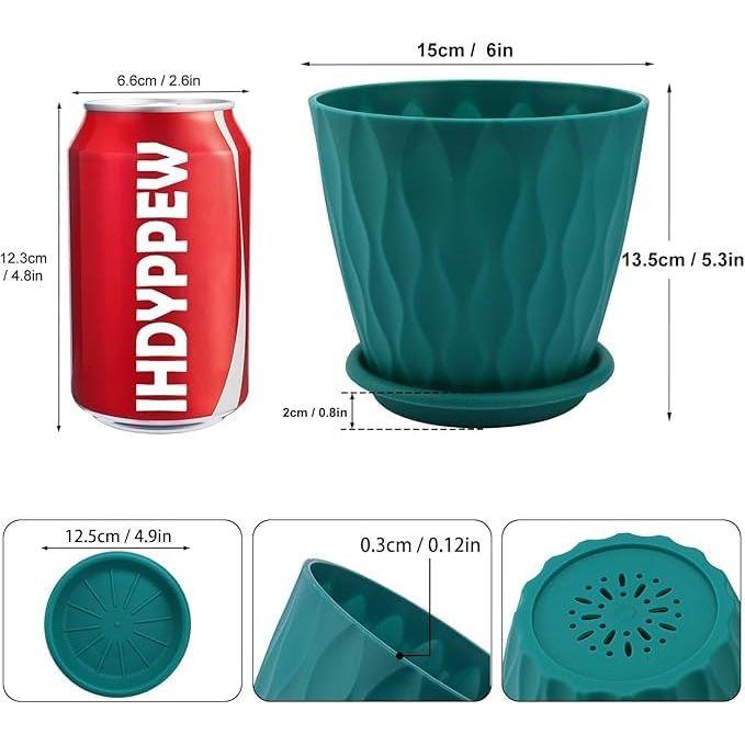 6.3 Inch Flower Pots for Home Decoration, Indoor Plant Pots, Gardening Pots for Plants, Plastic Flower Pots for Garden Plants