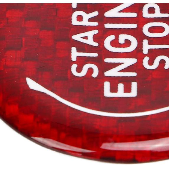 Aramox Car Engine Start Stop Button Cover Carbon Fiber Ignition Push Start Button Sticker Compatible with C8 2020 To Present (Red)