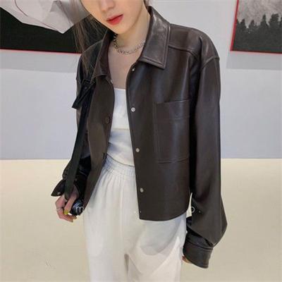 Trendy Small Leather Jacket Short Jacket Spring Autumn and Winter Popular Locomotive Women Leather Jacket Short Fashion