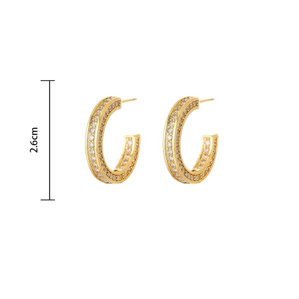 Elegant Zircon Circle S925 Silver Needle Earrings - Trendy, Fashionable, and Sophisticated Ear Cuffs for a Luxurious Feel