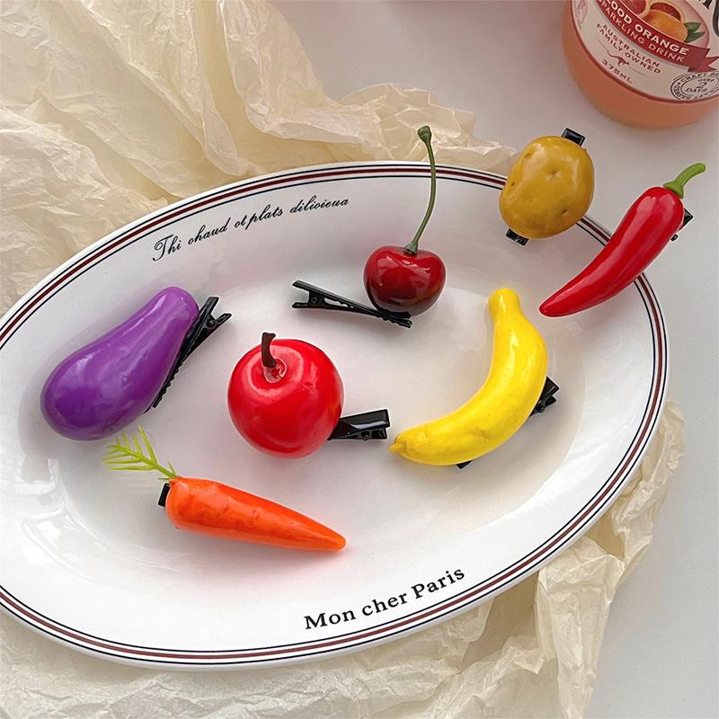 Simulated Fruit And Vegetable Hair Clip Bangs Hair Clip Cute Broken Hair Small Clip Hair Accessories For Girls Hair Styling Tool