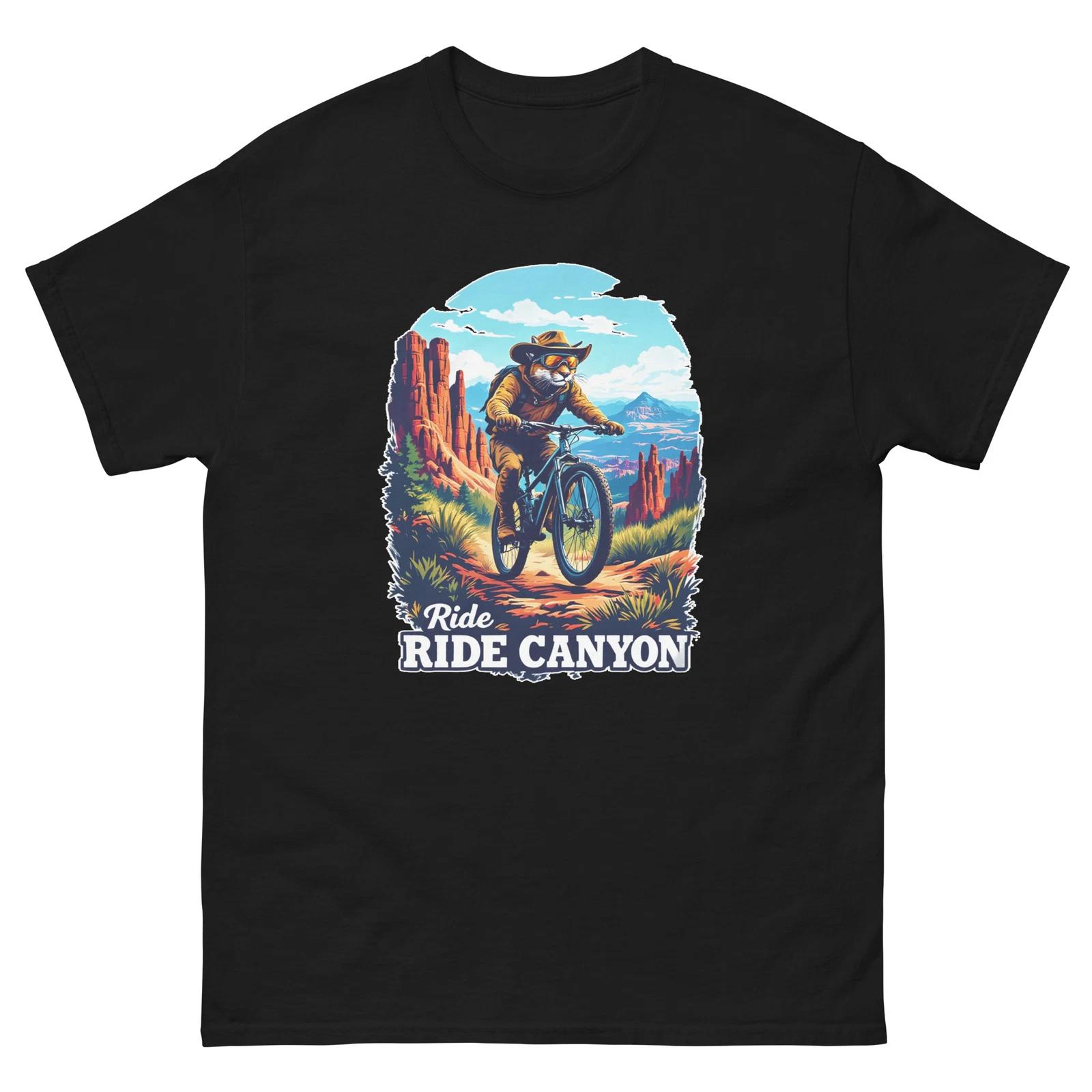 Ride Ride Canyon Mountain Lion Fun USA Bike Cycling Animal T-Shirt 3XL