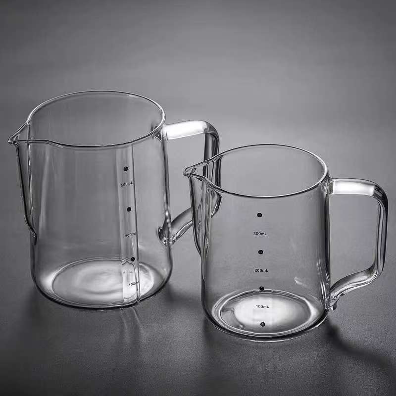 Transparent latte cup glass with graduated milk foam special cup coffee latte tank kitchen pointed nozzle measuring cup