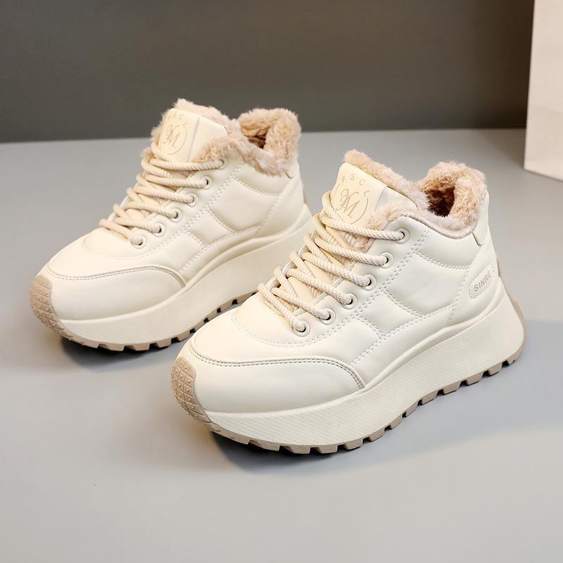 Baskets d'hiver chaudes imperméables antidérapantes à lacets chaussures décontractées femmes mode extérieur chaussures de marche confortables femme